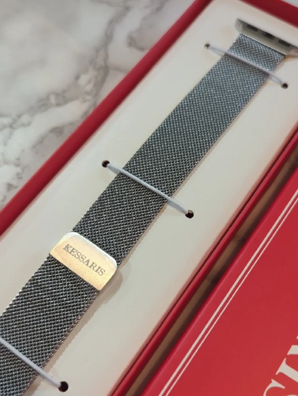 Kessaris Silver Mesh Watch Band for Women
